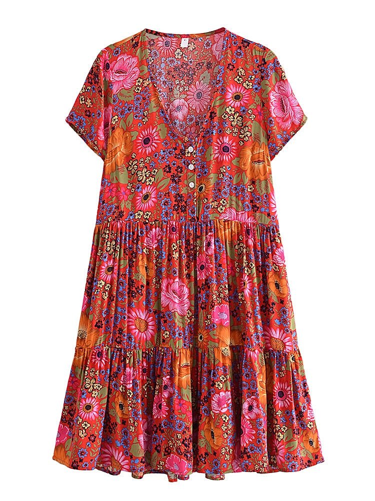 Paulines Women's Hippie Free Flowing Dress | S-L