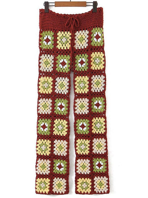 Long Hippie Knitted Beach Pants | Free Size
