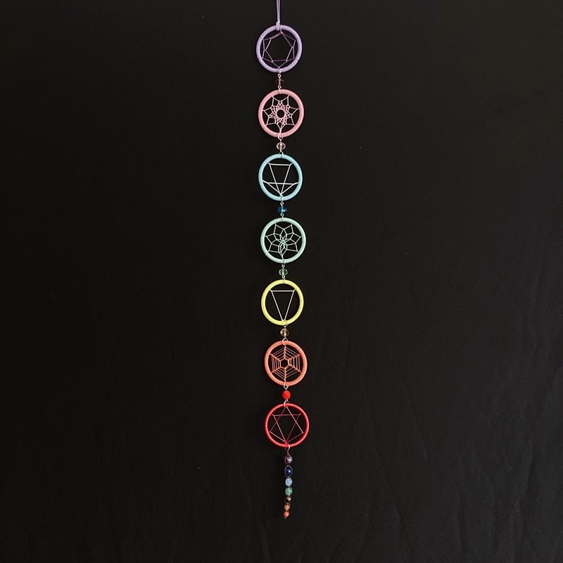 7 Chakra Dream Catcher With Bottom Feather | Various Styles