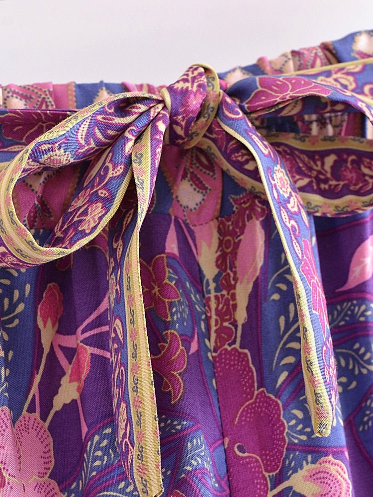 Women's Purple Bohemian Hippie Styled Loose Long Pants | Comfortable Fit | S-L