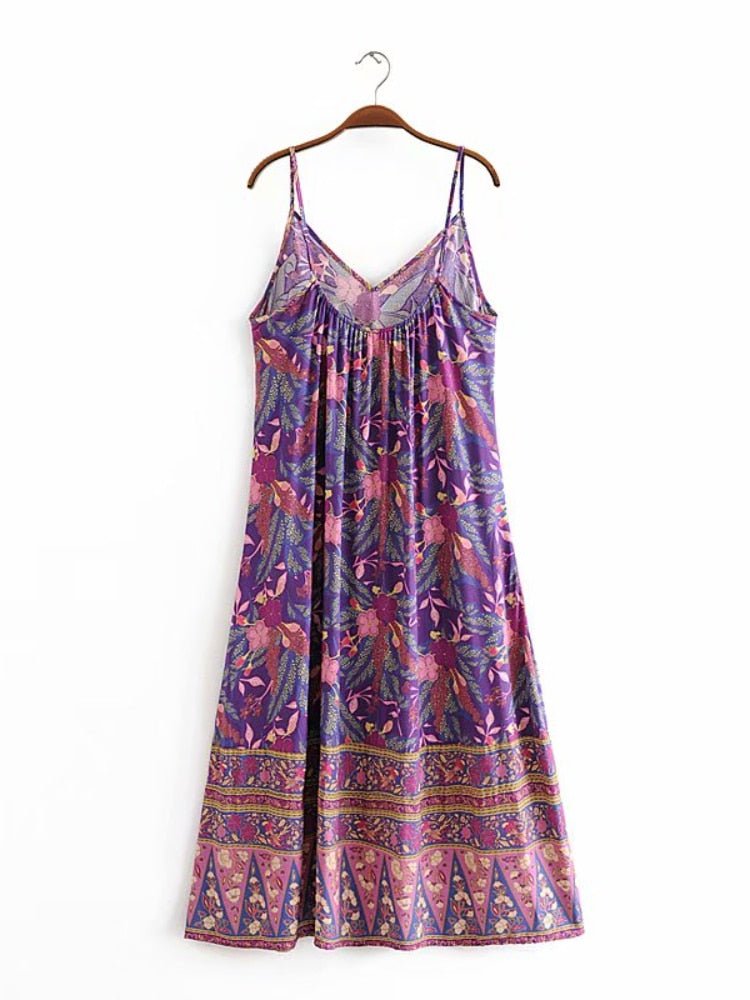 Women's Beautiful Lace Up Boho Dress | V-Neck | S-L