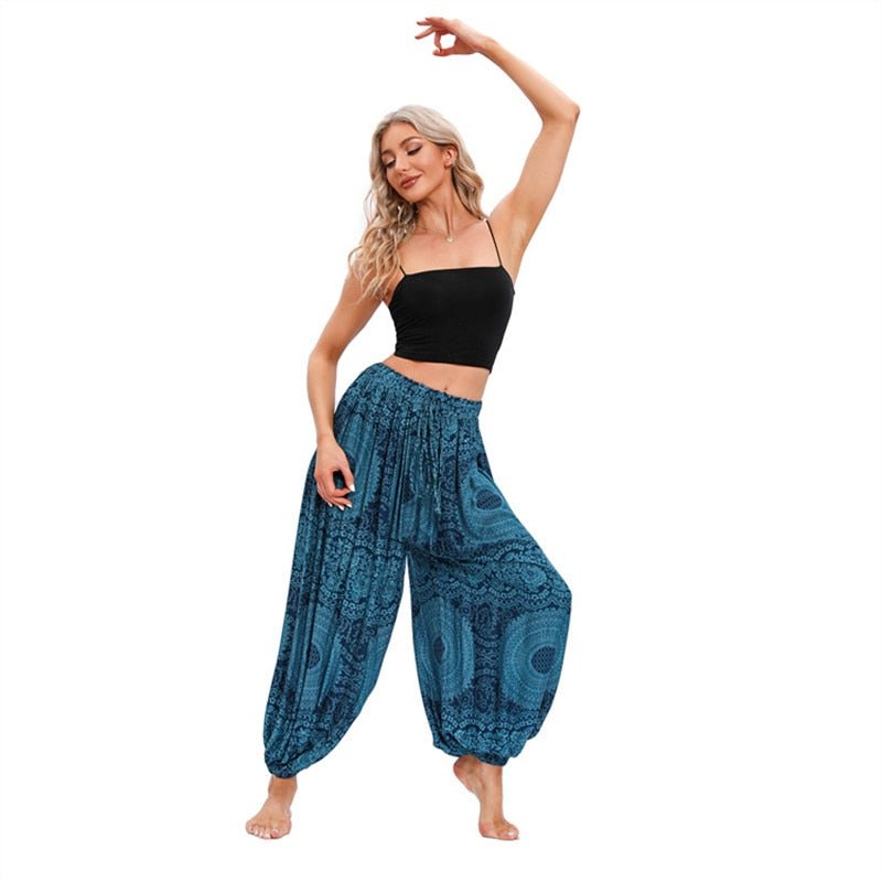 Women's Beach Styled Hippie Harem High Waisted Zumba Pants | 100% Rayon | Free Size