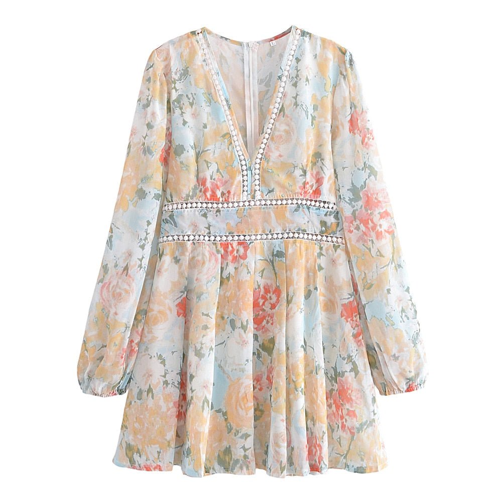 Women's Elegant Bohemian Deep V-Neck Dress | Floral Print | S-XL
