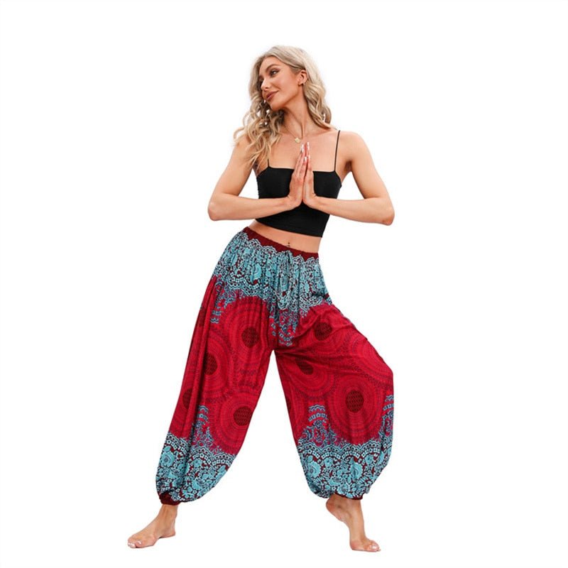 Women's Genie Styled Hippie Harem High Waisted Zumba Pants | 100% Rayon | Free Size