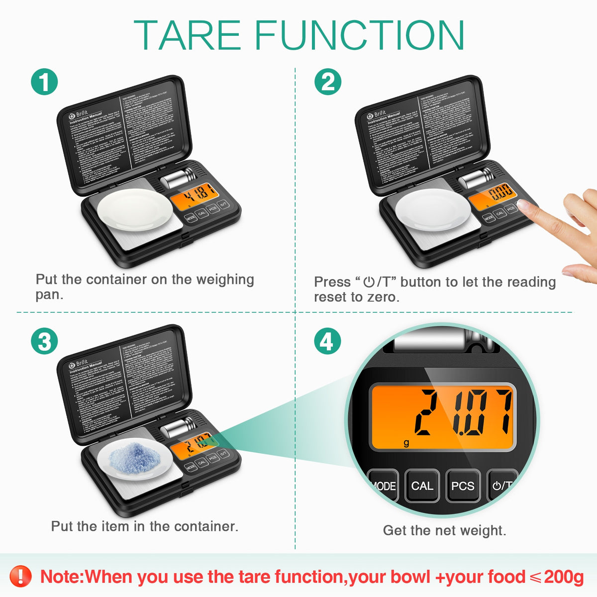 0.01g/200g Electronic Digital Scale With 50g Calibration Weights