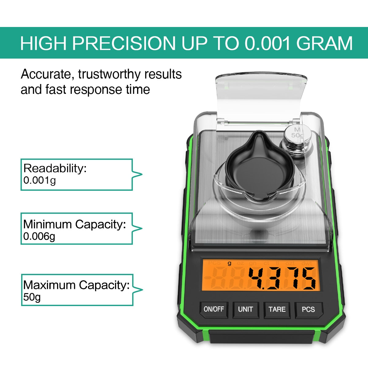 0.001g - 50g Electronic LCD Mini Pocket Scales