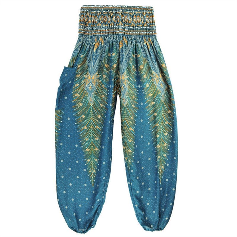 Women's Hippie Yoga Pants | Blue Genie Design | Free Size