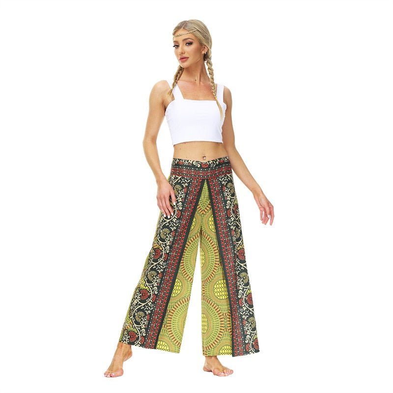 Women's Casual Slit Wide Leg Hippie Boho Pants | Earth Design | S-L