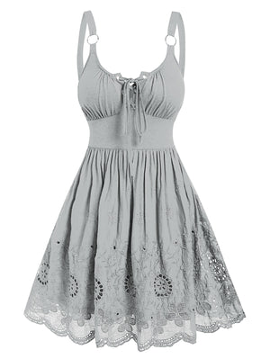 Beautiful Women's Mini Embroidered Lace Up Summer Boho Dress | Various Colours | S-XXXL