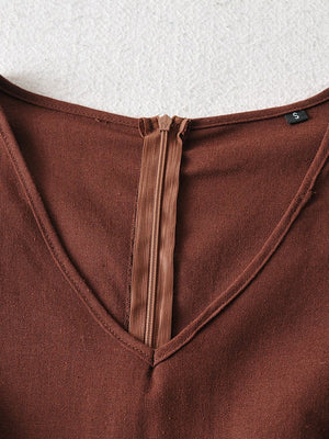 Women's Solid Linen Cotton Boho Romper | V Neck + Hollowed Out Waist | S-L