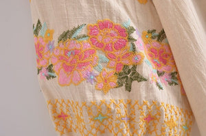 Hippie And Bohemian Linen Cotton Beach Dress | Vintage Styled | M-L