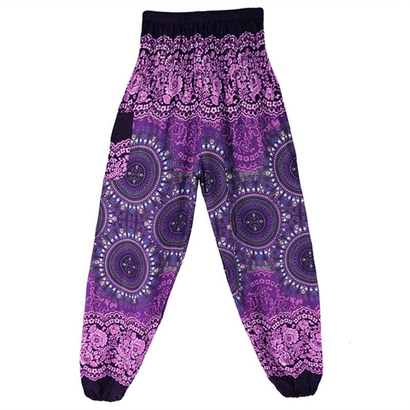 Women's Hippie Yoga Pants | Purple Hippie Design | Free Size