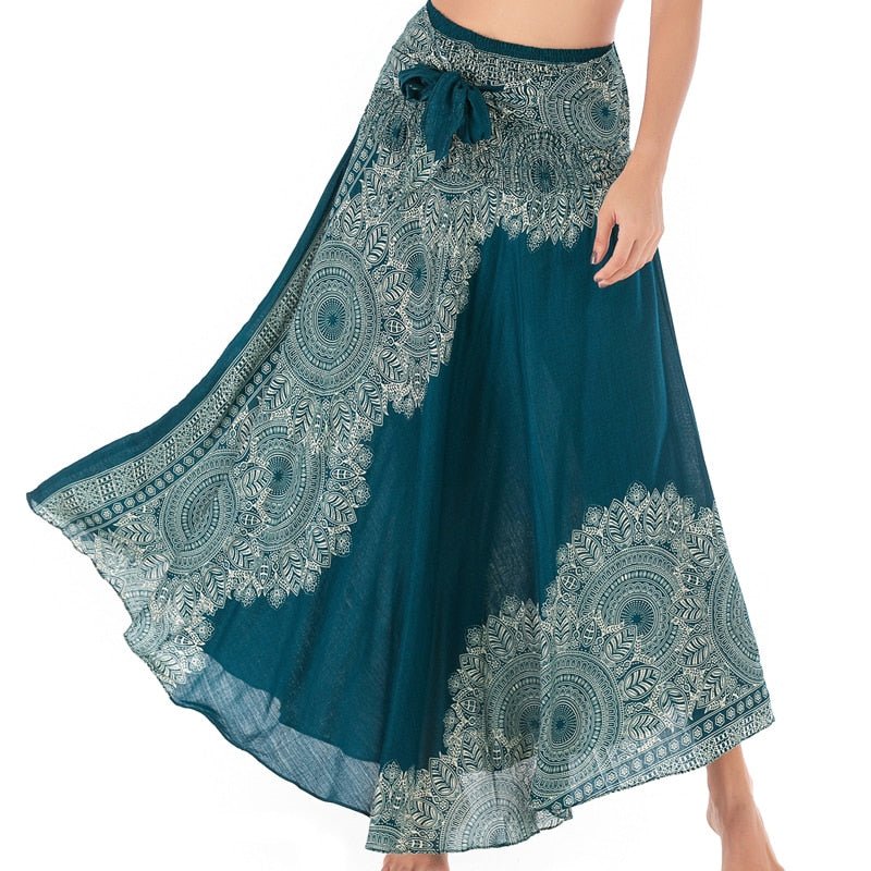 Women's Blue Vintage Versatile Bohemian Skirt Dress | Dual Purpose | Free Size