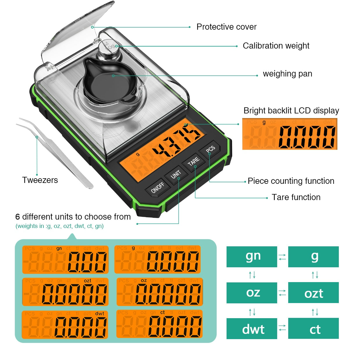 0.001g - 50g Electronic LCD Mini Pocket Scales