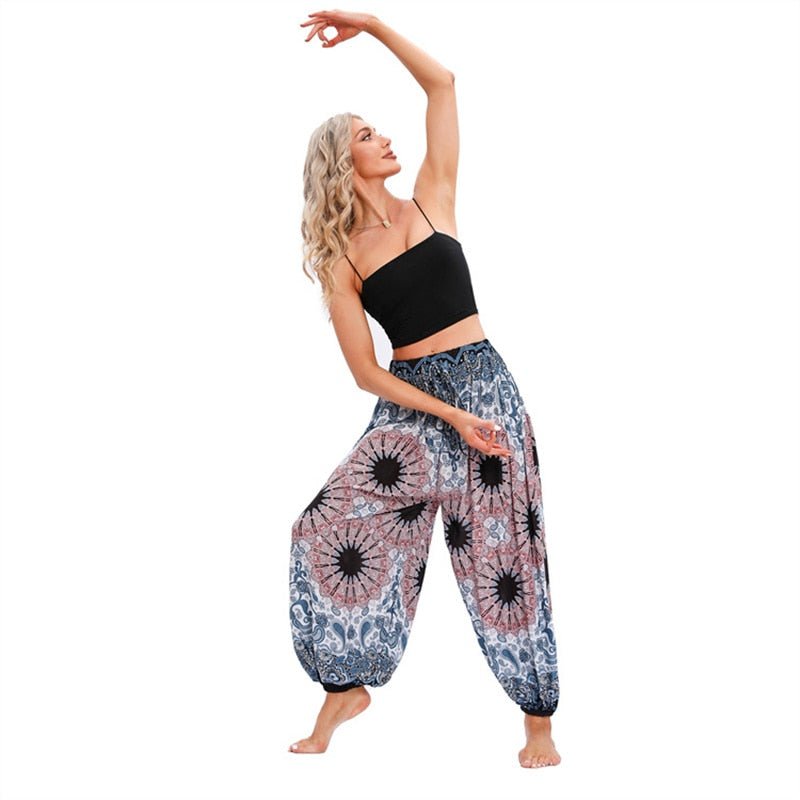 Women's Boho Styled Hippie Harem High Waisted Zumba Pants | 100% Rayon | Free Size
