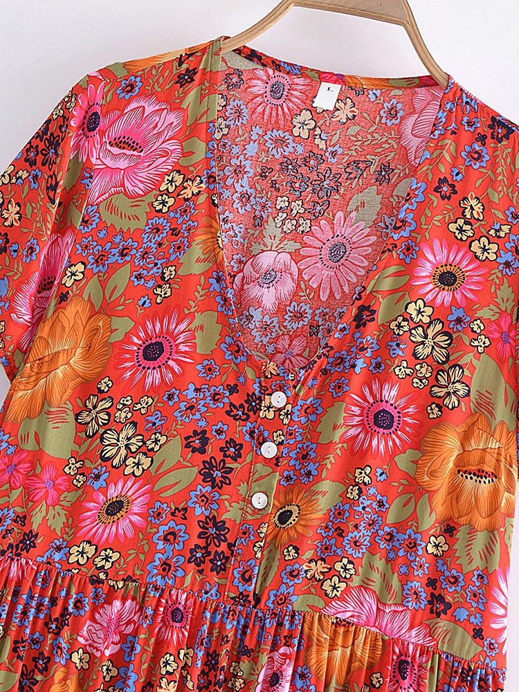 Paulines Women's Hippie Free Flowing Dress | S-L