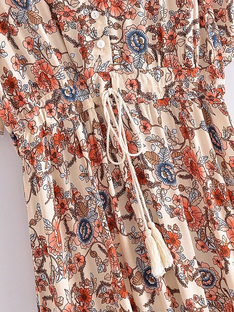 Women's Summer Boho Robe Dress | V-Neck With Tassels | S-XL