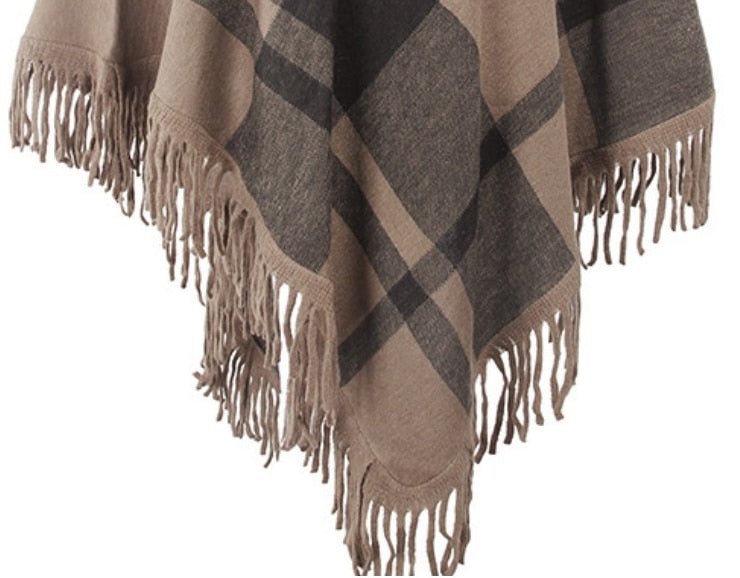 High Collar Poncho With Tassels | Various Colours | Free Size