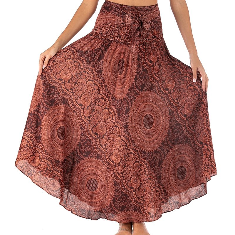 Women's Red Circular Versatile Bohemian Skirt Dress | Dual Purpose | Free Size