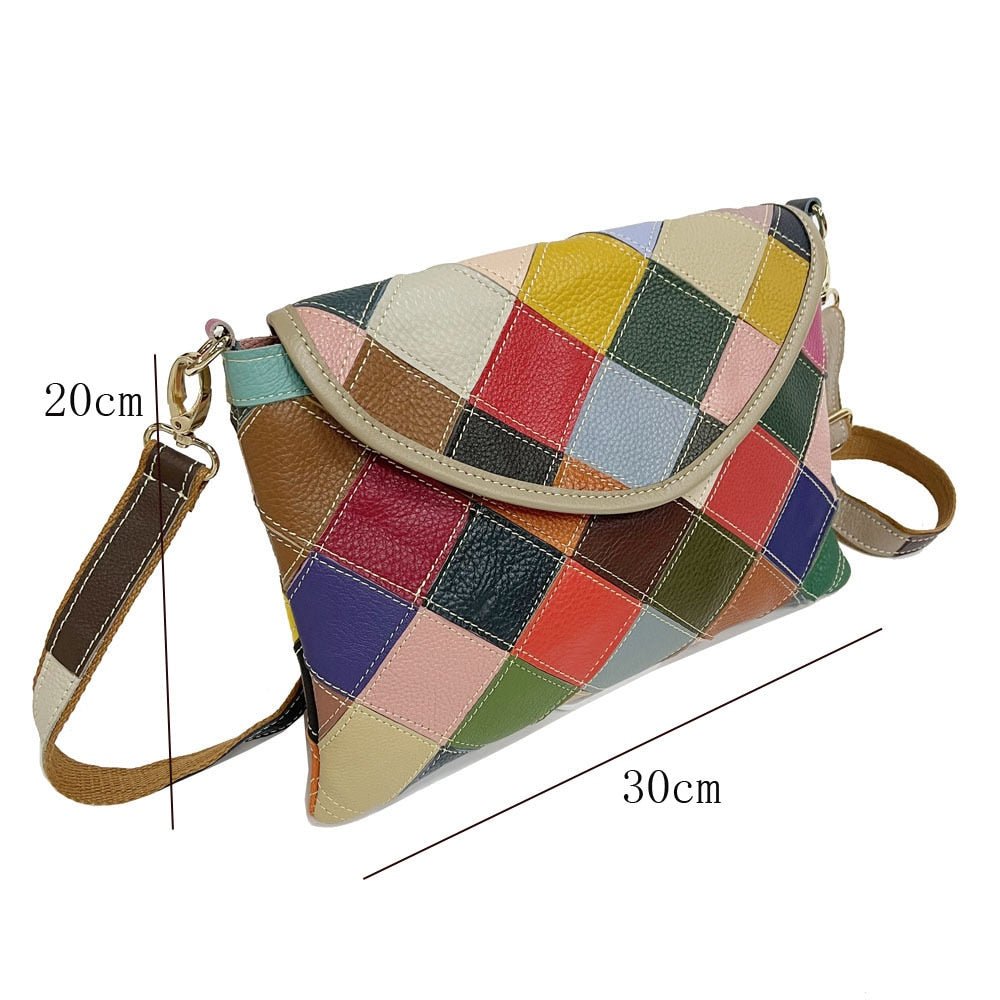 80s Styled Patchwork Fashion Sling Bag - Genuine Leather