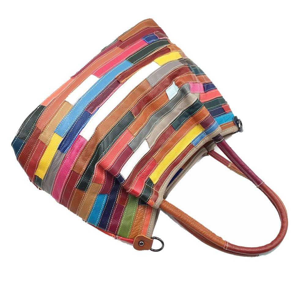 Oversized Genuine Leather Multicolor Flower Handbag - Various Colours