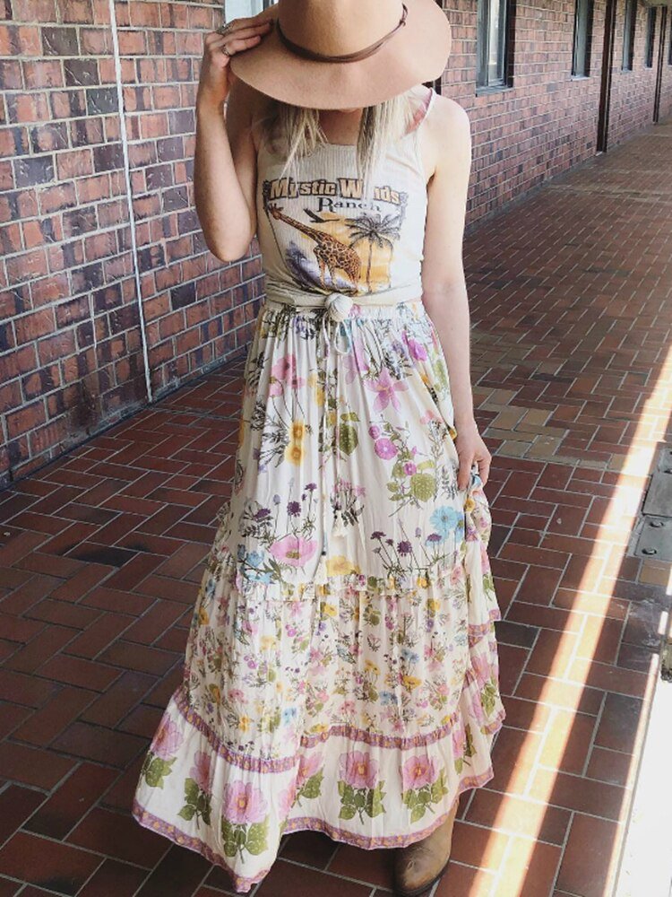 Cute Hippie Love Long Maxi Bohemian Skirt | High Waisted | S-XL