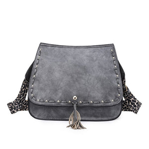 Gypsy Styled Fringed Rivet Shell Messenger Bag