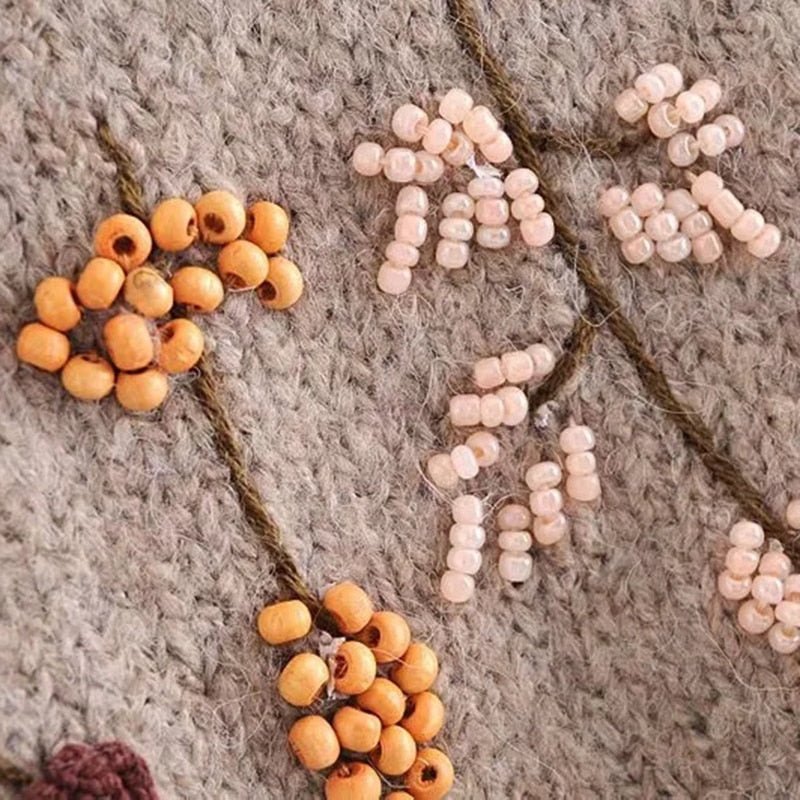 Gypsy Women's O-Neck Thick Warm Jumper With Hippie Flowers | S-L