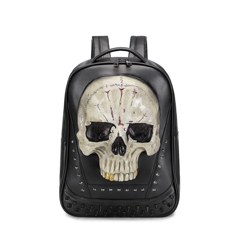 Leather Hippie Skull Bag With Rivets