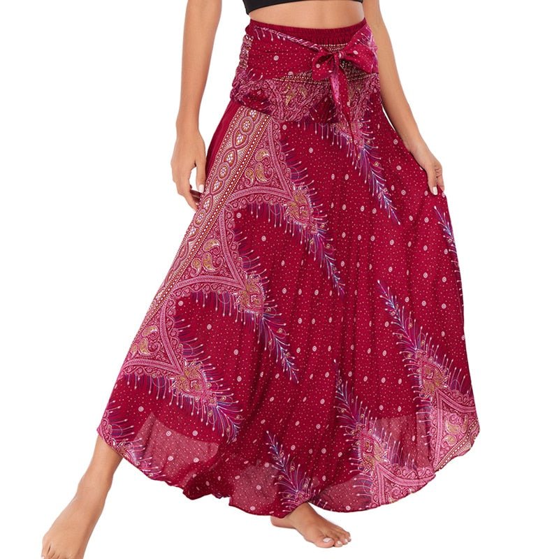 Women's Red Genie Child Versatile Bohemian Skirt Dress | Dual Purpose | Free Size