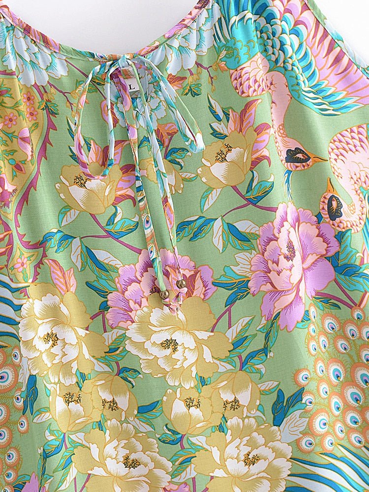 Women's Chik Peacock Spaghetti Summer Dress | S-L