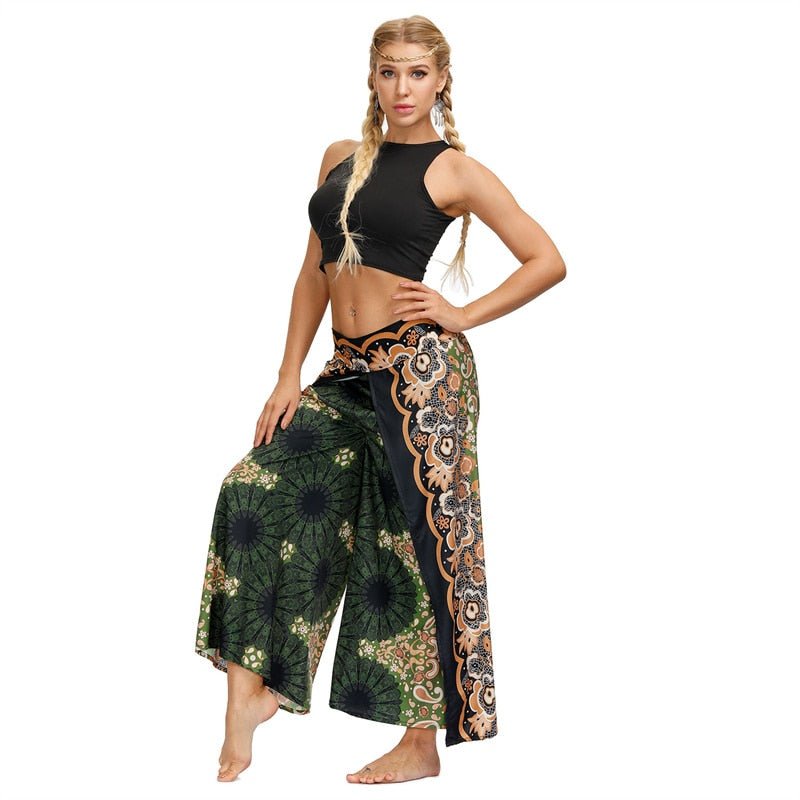 Women's Casual Slit Wide Leg Hippie Boho Pants | Hippie Goddess Design | S-L