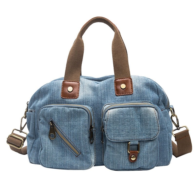 Light Blue Denim Designer Casual Tote Bag