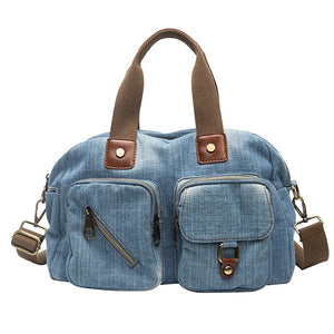 Light Blue Denim Designer Casual Tote Bag