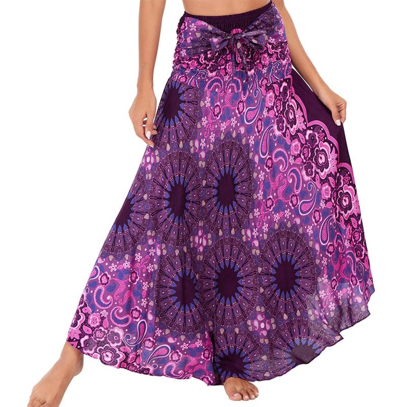 Women's Purple Flower Child Versatile Bohemian Skirt Dress | Dual Purpose | Free Size