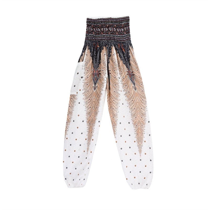 Women's Hippie Yoga Pants | Cool Magic White Genie Design | Free Size