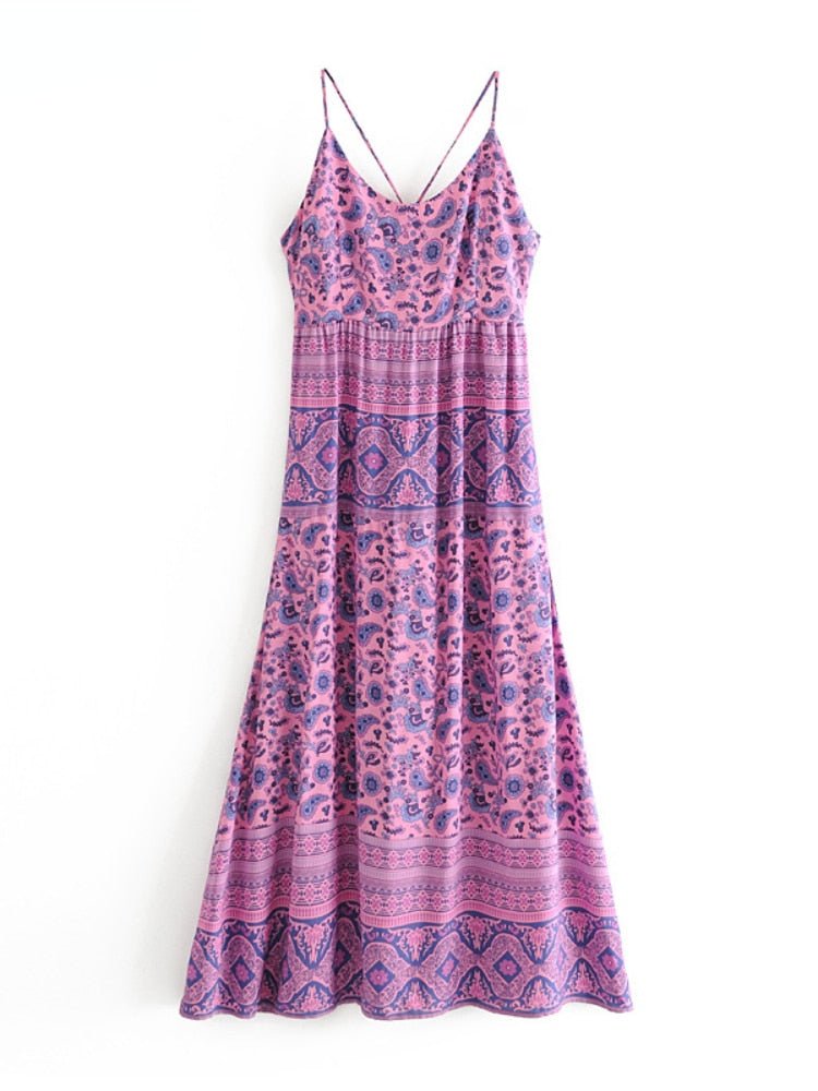 Women's Purple Casual Hippie Peace Dress | Sleeveless | S-XL