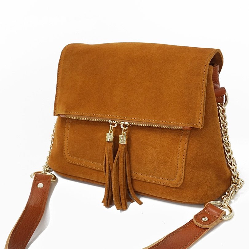 Genuine Leather Fringed Shoulder Bag - Premium Quality