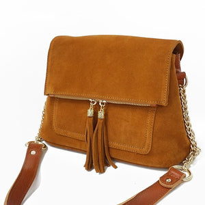 Genuine Leather Fringed Shoulder Bag - Premium Quality
