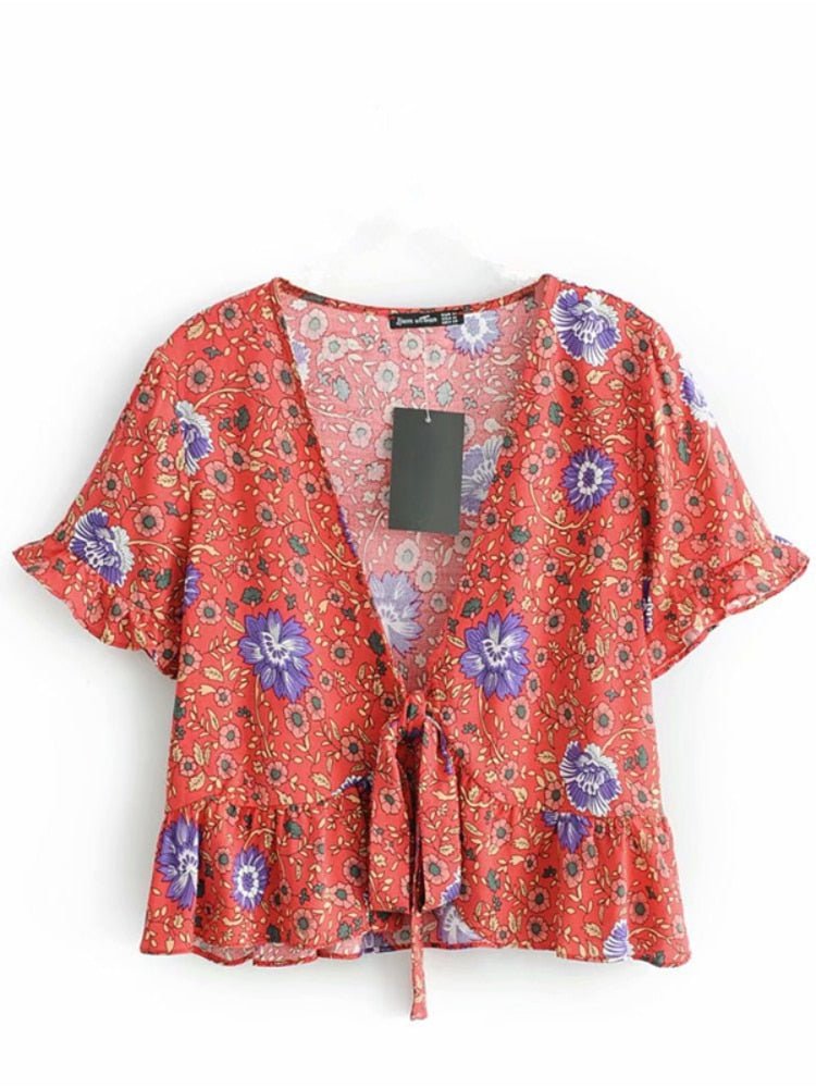 Vintage Women's V-neck Bohemian Kimono Top | S-L | 2 Colours