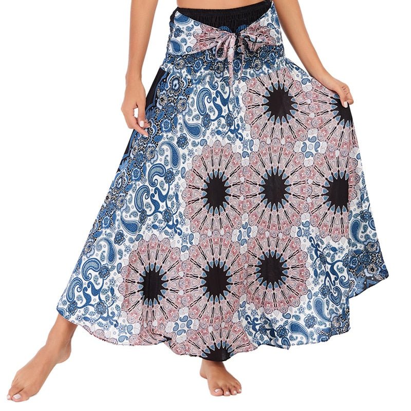 Women's Ocean Swirls Versatile Bohemian Skirt Dress | Dual Purpose | Free Size