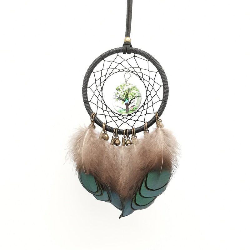 Mini Hippie Styled Dream Catcher With Inner Tree Of Life