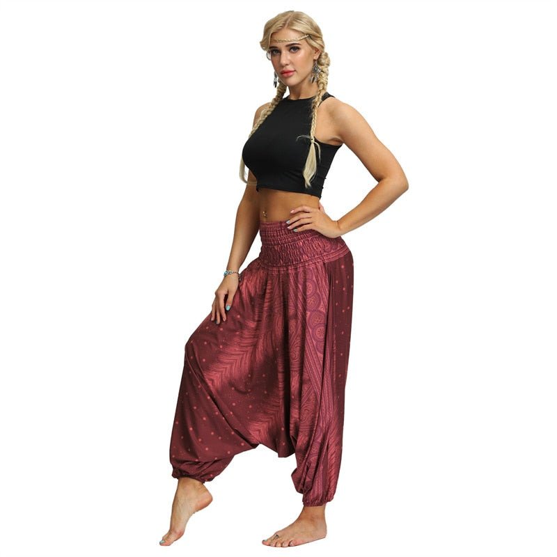 Hippie Boho Loose Yoga Harem Pants | Royal Red Design | One Size