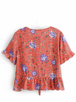 Vintage Women's V-neck Bohemian Kimono Top | S-L | 2 Colours