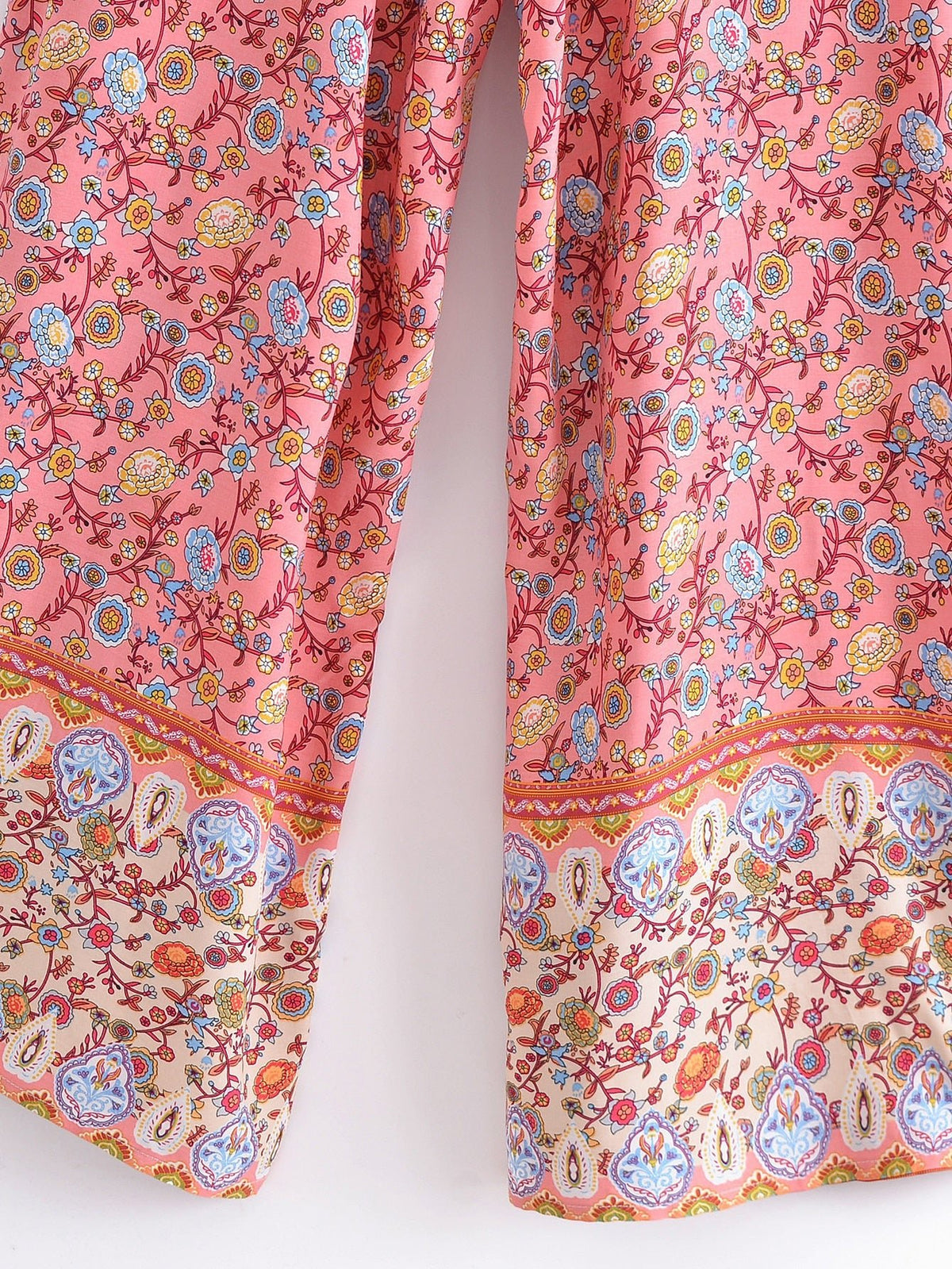 Women's Full Length Red Floral Printed Boho Jumpsuit | Strapless + V-neck | S-L