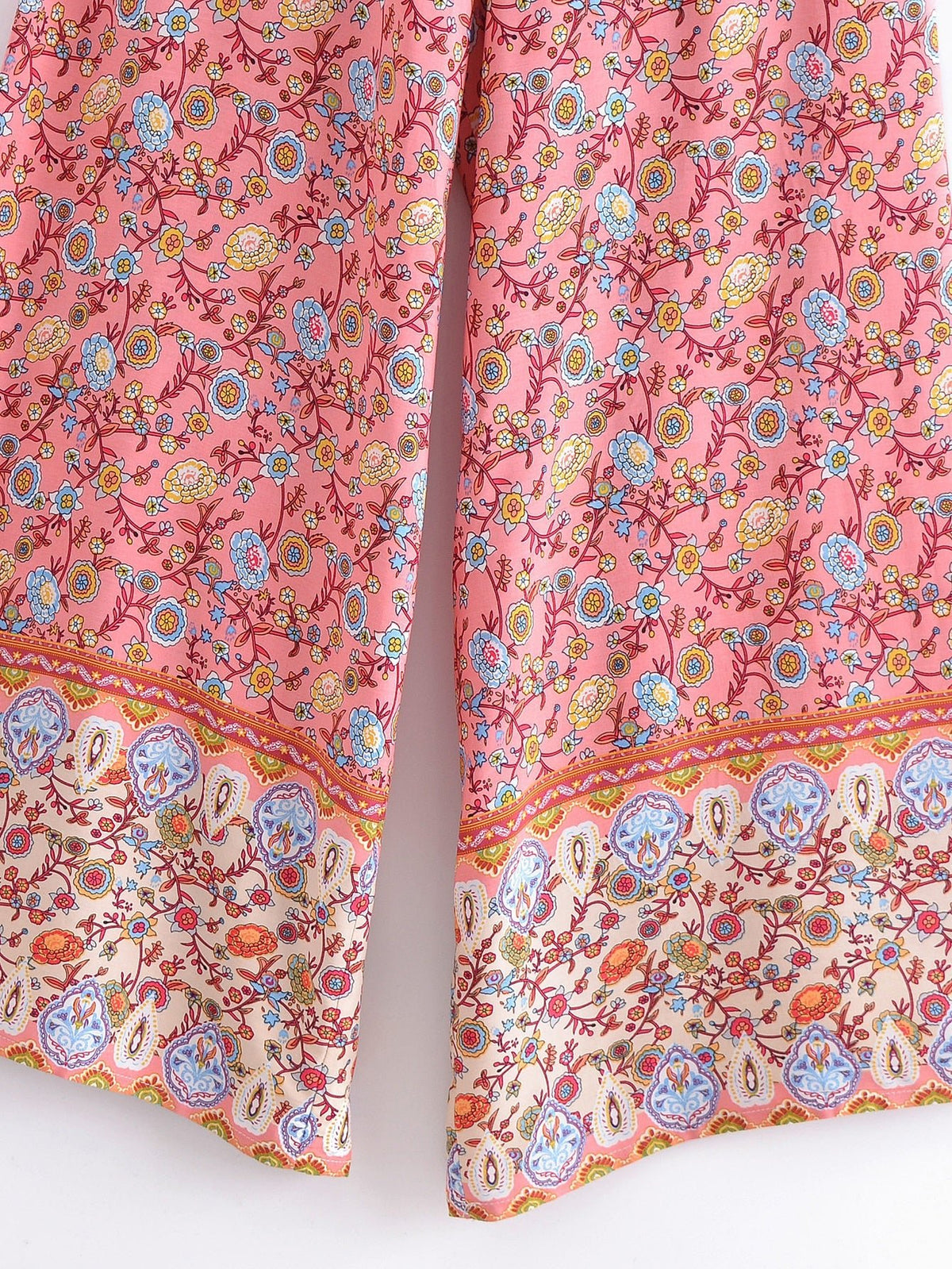 Women's Full Length Red Floral Printed Boho Jumpsuit | Strapless + V-neck | S-L