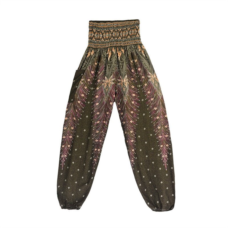 Women's Hippie Yoga Pants | Dark Forrest Design | Free Size