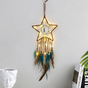 Moon And Star Dream Catchers With Feathers | Various Colours