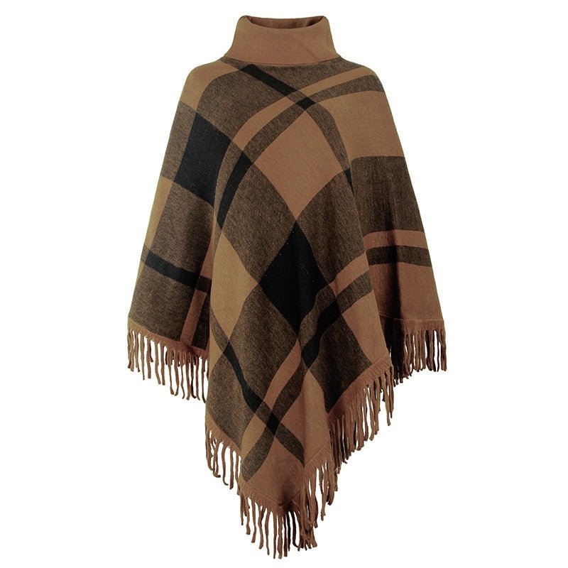 High Collar Poncho With Tassels | Various Colours | Free Size