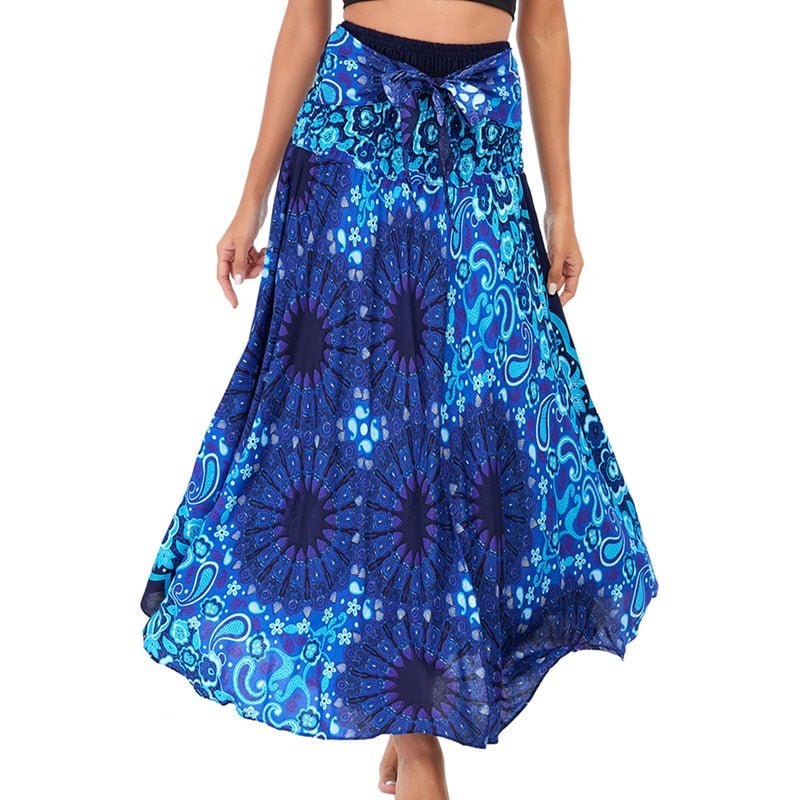 Women's Bright Blue Flower Child Versatile Bohemian Skirt Dress | Dual Purpose | Free Size